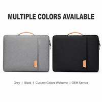 Housse pour ordinateur portable avec poignée, mallette antichoc en Oxford avec poignée en cuir, doublure à coussin d'air pour 13,3 14 15,6 16,1 17 18 pouces