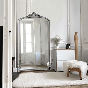 Specchio Decorativo su Misura per Casa, Grande Specchio Antico di Lusso, Specchio ad Arco Francese con Cornice in Legno per Arredamento e Trucco - Product Image 6