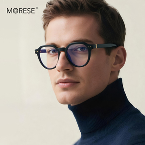 Occhiali da vista Morese 2228 TR90 con montatura a inserto, da <span class=keywords><strong>uomo</strong></span>, stile letterario, con protezione dalla luce blu e UV, lenti trasparenti, per computer - Product Image 1