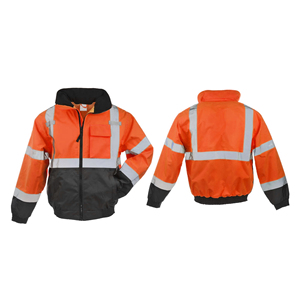 Hi Vis Reflective Bomber <b>Jacket</b> for Construction <b>Workers</b> Windproof Safety Workwear - Product Image 2