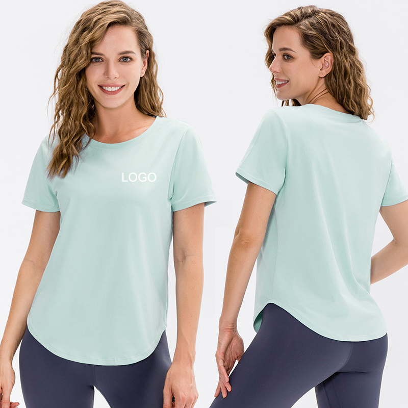 Women's Plus Size Yoga T-Shirt Breathable Lightweight Comfortable Sports Short Sleeved Seamless Training Shirts Top
