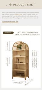 Boho Style Rattan Arch Bookshelf 5-Tier Display Cabinet Natural Wicker <strong>Open</strong> Storage <strong>Shelving</strong> <strong>Unit</strong> for Home Office Living Room - Product Image 6