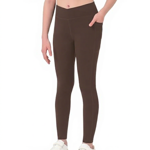 Leggings Solomon Global Apparel 2027 Personalizados al por Mayor, Color Chocolate, con Bolsillo Lateral Izquierdo, Cintura Elástica, Spandex/Nylon - Product Image 1