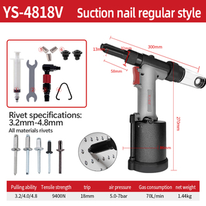 Khí nén Hydraumatic Tốc độ 3.2-4.8mm 18mm Hợp kim nhôm màu đỏ không khí riveters công cụ tốc độ cao Súng đinh tán - Product Image 5