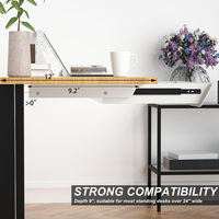 JH-Mech-Grand tiroir coulissant de 22.4 po de long et 9.2 po de blanc profond monté sous le bureau avec 2 trous de câble sous le tiroir de bureau