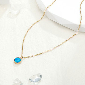 Trendy New Custom Stainless Steel 14k 18k PVD Gold Plated Fashion Pendant <b>Opal</b> <b>Necklace</b> for Women - Product Image 3