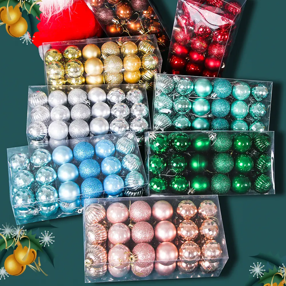 36 Uds. Bolas de Navidad de plástico, adornos para árbol de Navidad, decoraciones para árboles de Navidad inastillables, bola colgante