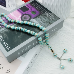 Misbaha étnica única YASEEN de resina con grabado láser, de un solo anillo, 12 mm, 33 cuentas, ligera y portátil, para el culto islámico Zikr. - Product Image 1