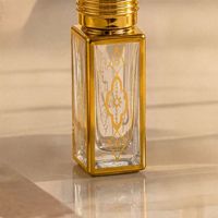 Flacon de parfum rectangulaire de 9 ml avec bouchon à vis, cadre doré, applicateur à bille pour bâtonnet, pulvérisateur, flacon rechargeable pour huile Attar, sans parfum