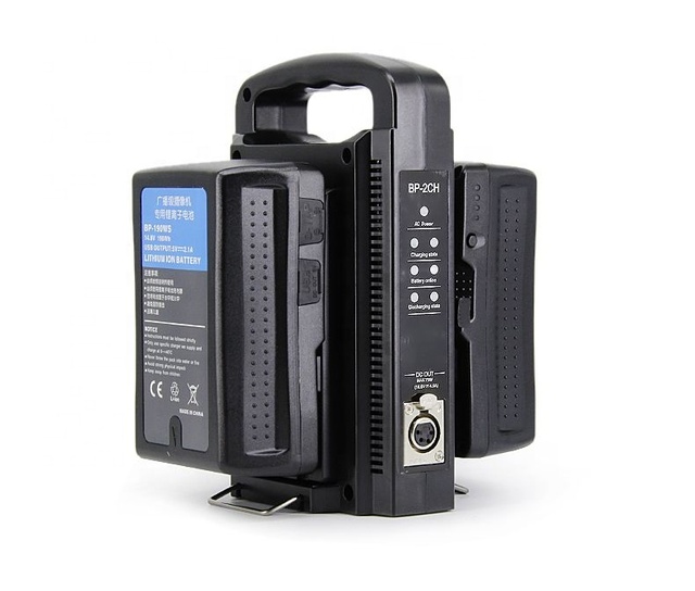OEM/RingTeam Large Battery Holder External Power Supply System BP-2CH Dual Charger BP-190WS V Mount Battery for Broadcast Camera