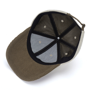 Custom Spring Autumn 6 Panel Beige Brown Patchwork Corduroy Unisex Baseball Cap Sports Caps <b>Sun</b> <b>Hat</b> for Outdoor Activities - Product Image 3