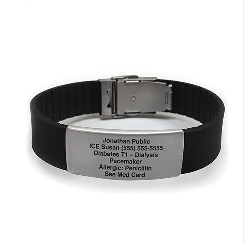 Diabetic Bracelets Men Durable Engraved Jewelry
