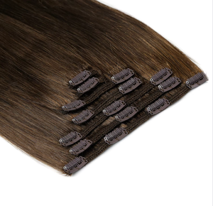 Extensiones de cabello humano K.SWIGS serie de color oscuro, de lujo, premium, con cutícula virgen, 7 piezas, 16 clips, de 12 a 28 pulgadas, lisas, con clip. - Product Image 3