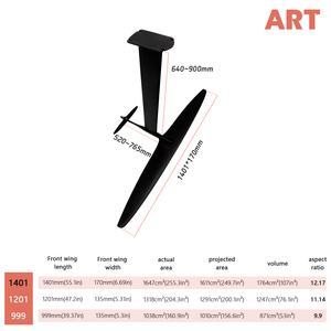 JFS Hot Axis Foils ART Pro 1401 Power Carbon Hydrofoil Set: Ala Delantera/Ala Trasera/Fuselaje/Mástil/Base/Tornillos/Bolsa de Almacenamiento JFS ART 14 - Product Image 1