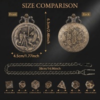 Jeu de dés miniatures en métal pour jeu de rôle Chevalier Fantaisie vs Dragon avec étui montre de poche