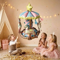Nouveaux ballons en aluminium 3D en forme de carrousel pour enfants, style Morandi, grands ballons réutilisables pour décoration de fête, OEM ODM