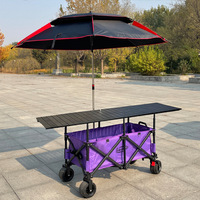 Chariot de camping pliable en gros pour stand de marché, chariot à hauteur réglable avec auvent pour marché nocturne