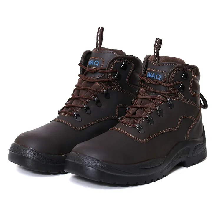 SS-35 S3 BROWN WITH LACE BUFF CRAZY HORSE LEATHER WAQ SAFETY SHOES MADE IN OMAN EPOXY COATED STAINLESS STEEL TOECAP 200 JOULES