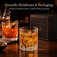 Verre à whisky en cristal transparent épais et durable, écologique, 250 ml, compatible lave-vaisselle, sans plomb, fond épais