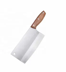 Cuchillo chino de acero inoxidable con mango de madera, utensilio de cocina para cortar