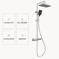 Ensemble de douche complet pour hôtel en acier inoxydable 316 sans plomb, robinet de douche et mitigeur de baignoire, vente en gros, qualité OEM usine