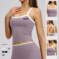 Dames Yoga Tanktop met Kleurblokken, Open Rug, Luxe Stijl, Buitenkleding, Sportbeha, Elastisch en Ademend