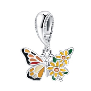 Bán buôn châu âu phong cách DIY 925 Sterling Bạc Mặt dây chuyền hoa xe đạp máy ảnh quyến rũ đối với trang sức làm - Product Image 4