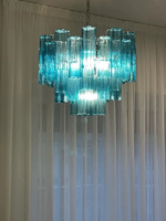 Lustre suspendu en verre rose élégant JYLIGHTING, structure en métal nickelé de style italien Murano, approuvé SAA pour le salon
