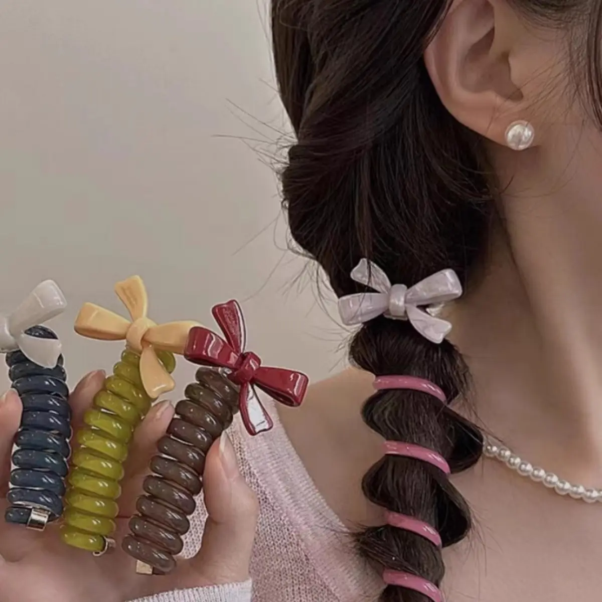 YJL yeni popüler telefon hattı saç bağları sevimli yay saç bağları toptan kızlar için at kuyruğu elastik saç bağları