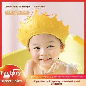 Bonnet de douche en silicone imperméable pour bébé Chapeau de shampooing réglable pour bébé avec protection des oreilles pour un nettoyage en douceur - Product Image 2