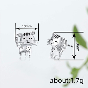 Boucles d'oreilles clous motif chat souriant pour femme, design animal mignon, accessoires d'oreille pour usage quotidien - Product Image 4