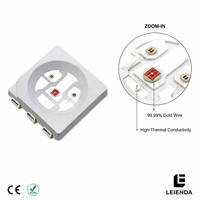 Chip LED SMD 3 en 1 5050RGB de 0.2W, Rojo, Verde y Azul, Tricolor, con Eficiencia de 130lm/W, Ángulo de Visión de 120° para Aplicaciones de Lámparas LED