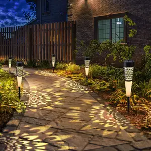 Luces solares para jardín, lámpara solar resistente a la intemperie, luz de jardín solar blanca cálida para exteriores, patios traseros, decoración de césped