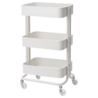 Chariot de rangement mobile multifonctionnel moderne à 3 niveaux en métal, étagère d'îlot de cuisine avec paniers en maille pour épices et aliments