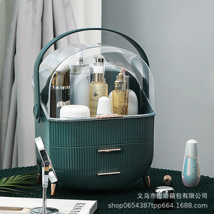 Boîte de rangement cosmétique de luxe avec tiroirs 10L+ Organisateur de maquillage anti-poussière Design minimaliste moderne Couleur unie blanche - Product Image 3