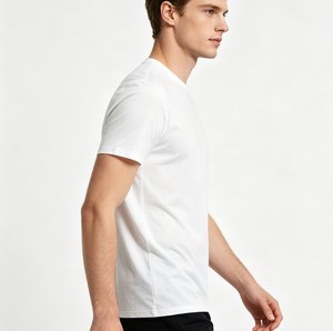 Paquete de 5 <span class=keywords><strong>Camisetas</strong></span> Blancas Básicas de Cuello Redondo para Hombre, <span class=keywords><strong>Camisetas</strong></span> de Manga Corta de Algodón Suave, Lisas, para Impresión de Logotipo Personalizado al por Mayor - Product Image 2