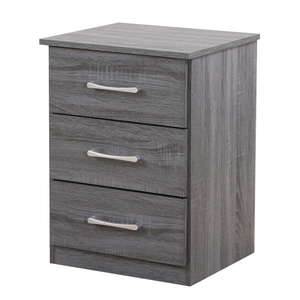 Chic Gray Contemporary Nightstand With 3 <b>Drawers</b> <b>For</b> Bedroom <b>Storage</b> - Product Image 2