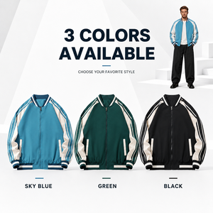 Giacca Varsity da Uomo Stile Unico con Colletto Rialzato e Logo Frontale, <span class=keywords><strong>Abbigliamento</strong></span> <span class=keywords><strong>Casual</strong></span> <span class=keywords><strong>Invernale</strong></span> Caldo Tinta Unita - Product Image 1