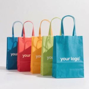 Sac de shopping en papier kraft de luxe personnalisé, écologique, durable, avec poignée en ruban, réutilisable, recyclable, promotionnel, pour supermarché - Product Image 3