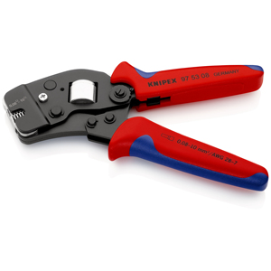 Herramienta de crimpado Knipex de acero de grado industrial, 0.08-10 mm AWG 28-7, ajuste automático, entrada frontal, acabado en óxido negro - Product Image 1