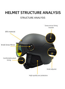 Casco de seguridad de esquí para adultos de doble deporte personalizado ASTM 2040 compatible con invierno deportes suaves Snowboard equipo de esquí que incluye <span class=keywords><strong>gafas</strong></span> de nieve - Product Image 4