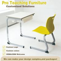 Ensemble de bureau et chaise d'école réglables avec boîte à livres en plastique, cadre cantilever en U, table d'étude ergonomique, mobilier scolaire