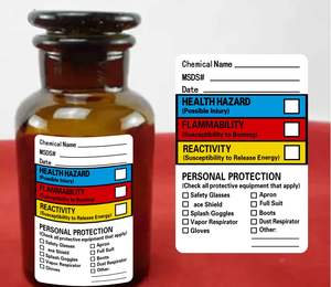 Etichetta Adesiva Impermeabile in Vinile per Dati di Sicurezza Chimica (MSDS) con Logo Personalizzato per Bottiglie in Vetro e Plastica - Product Image 5