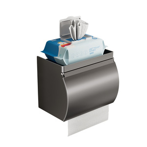 Porte-papier toilette mural gris, auto-adhésif, étanche, design minimaliste pour salle de bain - Product Image 5