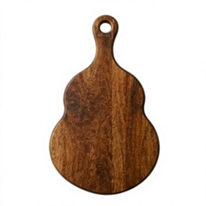 Planche à découper artisanale en bois de manguier, modèle original incurvé, pour couper les aliments, servir le pain et le fromage, avec poignée - Product Image 1