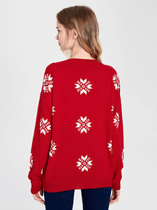FNJIA personnalisé noël femmes <span class=keywords><strong>haut</strong></span> décontracté hiver noël imprimé pull avec cou décoration florale à la mode pull en tricot - Product Image 6