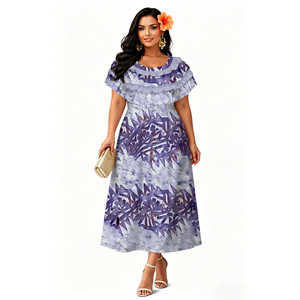 Vendita all'Ingrosso Nuovo Design Polinesiano Elei, Abito con Collo <span class=keywords><strong>a</strong></span> Volant per Donna, Ecologico, alla Moda, Casual <span class=keywords><strong>e</strong></span> Trendy - Product Image 4