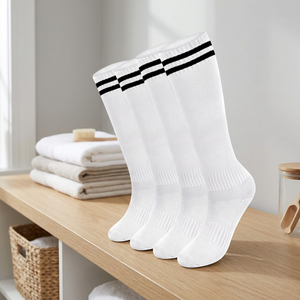 Custom Comfortable Anti-Slip Soccer Football Sports Crew <b>Socks</b> 100% Cotton Autumn Men - Product Image 3
