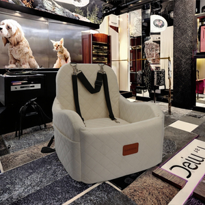 Asiento de Coche para Perro, Lujoso, Cuadrado, Elevado, Completamente Desmontable, Lavable, Ecológico, Cama Refrescante para Gatos, 2 Correas de Seguridad con Clip - Product Image 3