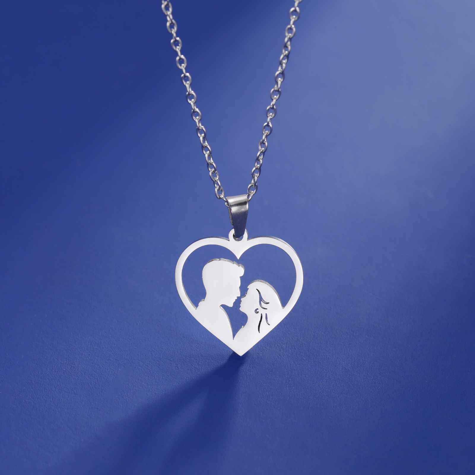 Collana con ciondolo libro per amanti delle coppie in acciaio